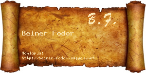 Beiner Fodor névjegykártya